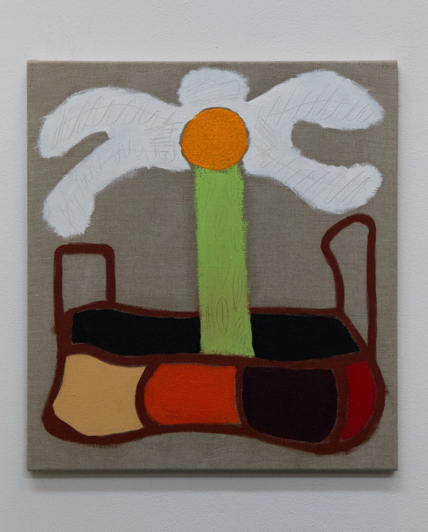 Yet to be titled <br><small> oilpaint and oil pastel on stretched linnen, 50 x 55 cm, €625</small>