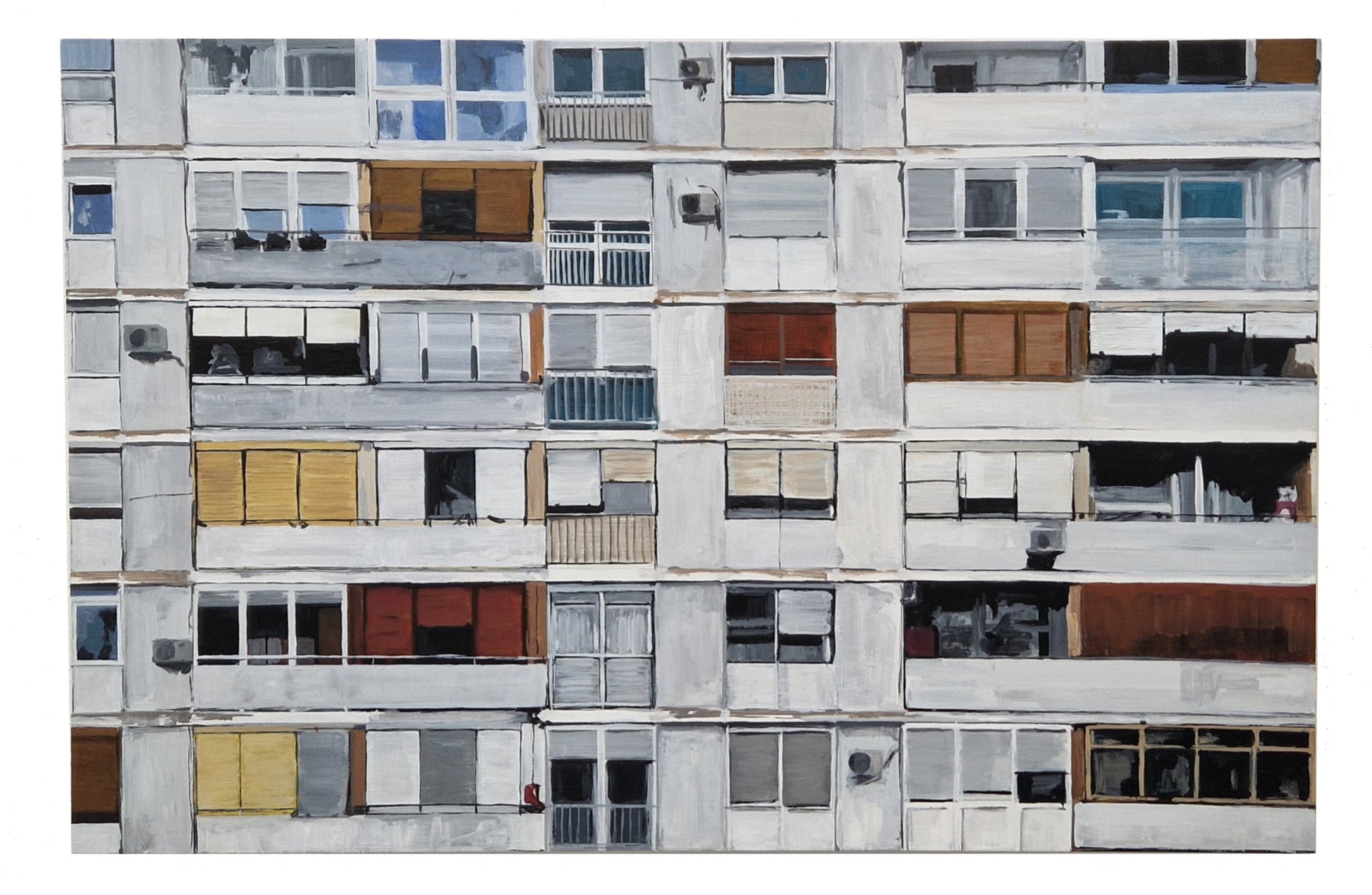 SOLD - Balconies 2 <br><small> Acrylic on MDF panel, 100 x 67 cm, €1300</small>