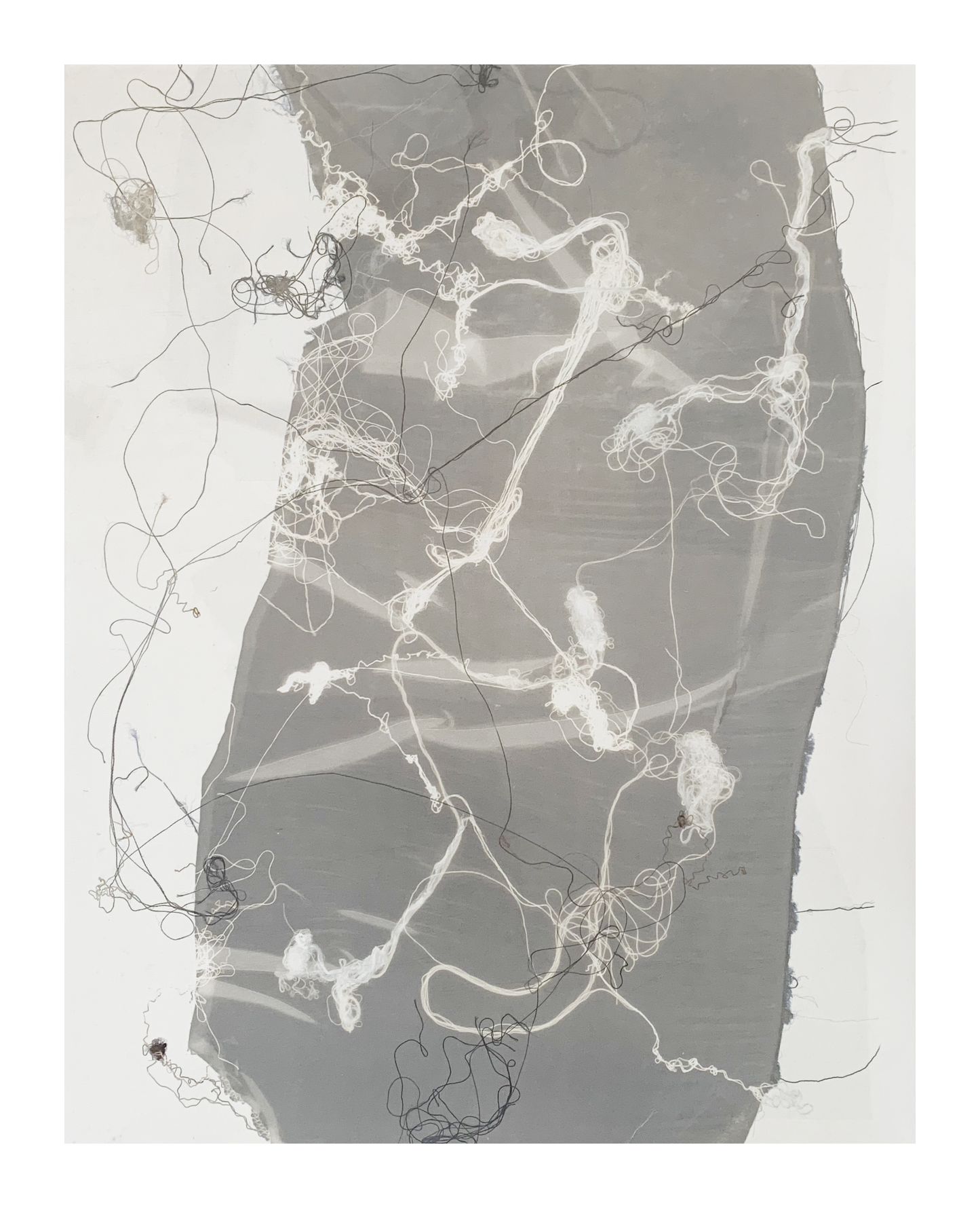 Entanglement <br><small> reused textiles, heat transfer, ca 50 x 40 cm, €600 </small>