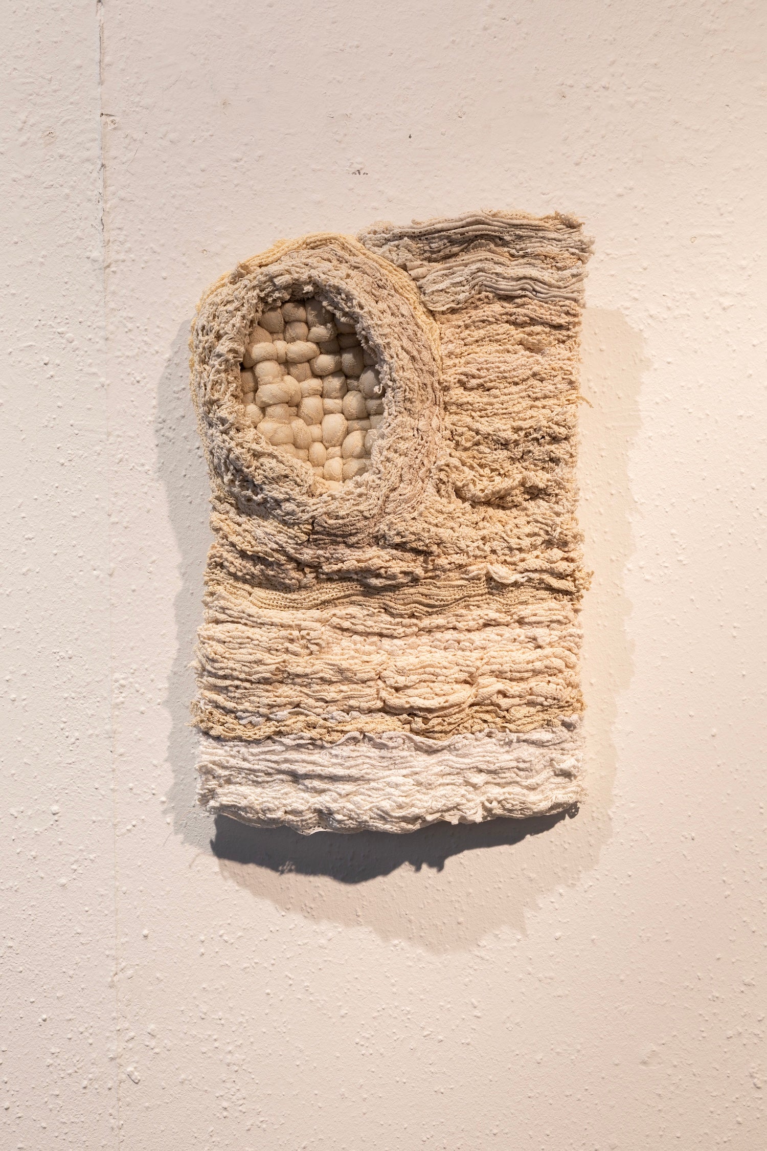 Interwoven<br><small>lace/semedaki fabrics,
handmade traditional greek curtains,
filling, thread, 50 x 30 cm €1490</small>