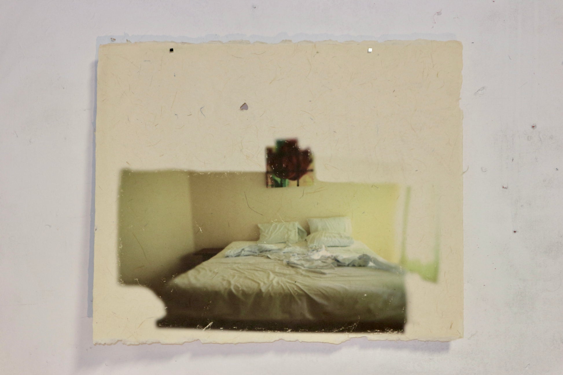 Inheritance <br><small> handmade paper (hemp, agave, tule, cotton), mixed printing techniques, 79 x 69 cm, €650</small>