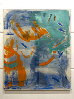 Untitled (split spirit), 2025 <br><small> cyanotype, acryl, olieverf, 120 x 100 cm, €2420</small>