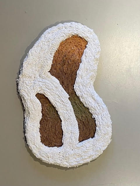 Soft Chamber, 2025 <br><small>Lace/semedaki fabrics, beads, dyes and thread, 56 x 36 cm, €1950</small>