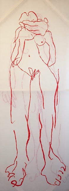 Today eye lost one I (I), 2025<br><small> Acrylic on cheesecloth, 80 x 200 cm, €1200</small>