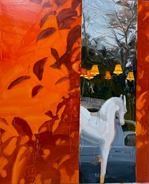 I'm not a Cheval Blanc person (yet), 2025 <br><small> oil on canvas, 125 x 150 cm, €4400</small>